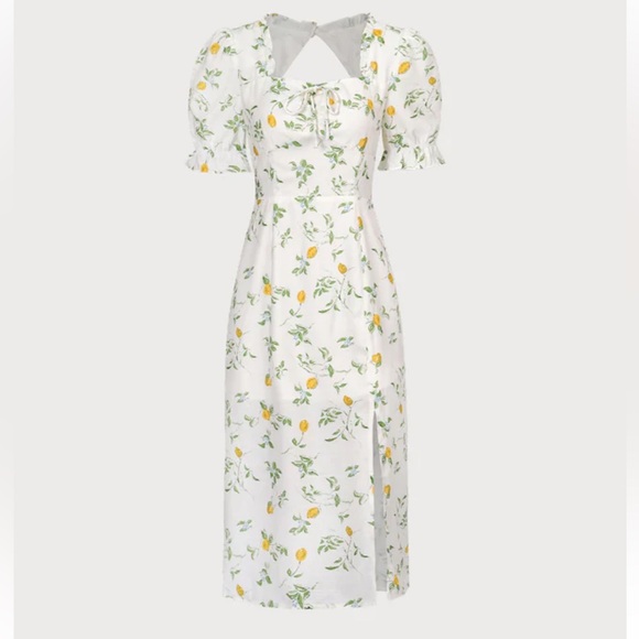 Rihoas The White Square Neck Frill Trim Floral Midi Dress - Picture 5 of 6